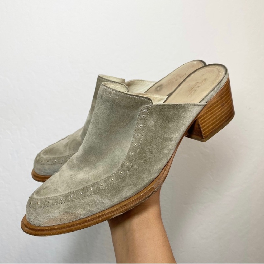 Rag & Bone Women’s 39.5 Suede Gray Weiss Studded Slip on Mules Western